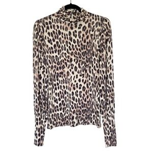 VENUS Leopard Print Stretch Mock Neck Top Size S Y2K‎ Glam Retro Mobwife Fierce